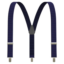 Navy Blue Suspenders Y-Shaped 13/8" Wide Plaid-Checkered Braces - Bow Tie House