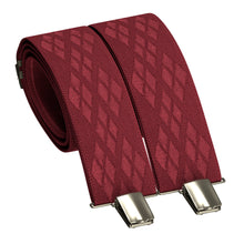 Dark Red Premium Suspenders Y-Shaped 13/8" Wide Rhombus Elastic Braces - Bow Tie House