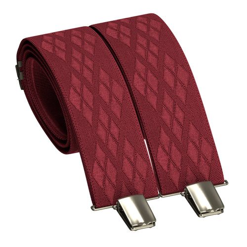 Dark Red Premium Suspenders Y-Shaped 13/8