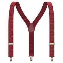 Dark Red Premium Suspenders Y-Shaped 13/8" Wide Rhombus Elastic Braces - Bow Tie House