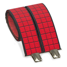Red/Black Suspenders Y-Shaped 13/8" Wide Plaid-Checkered Braces - Bow Tie House