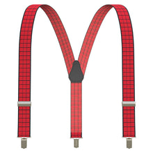 Red/Black Suspenders Y-Shaped 13/8" Wide Plaid-Checkered Braces - Bow Tie House