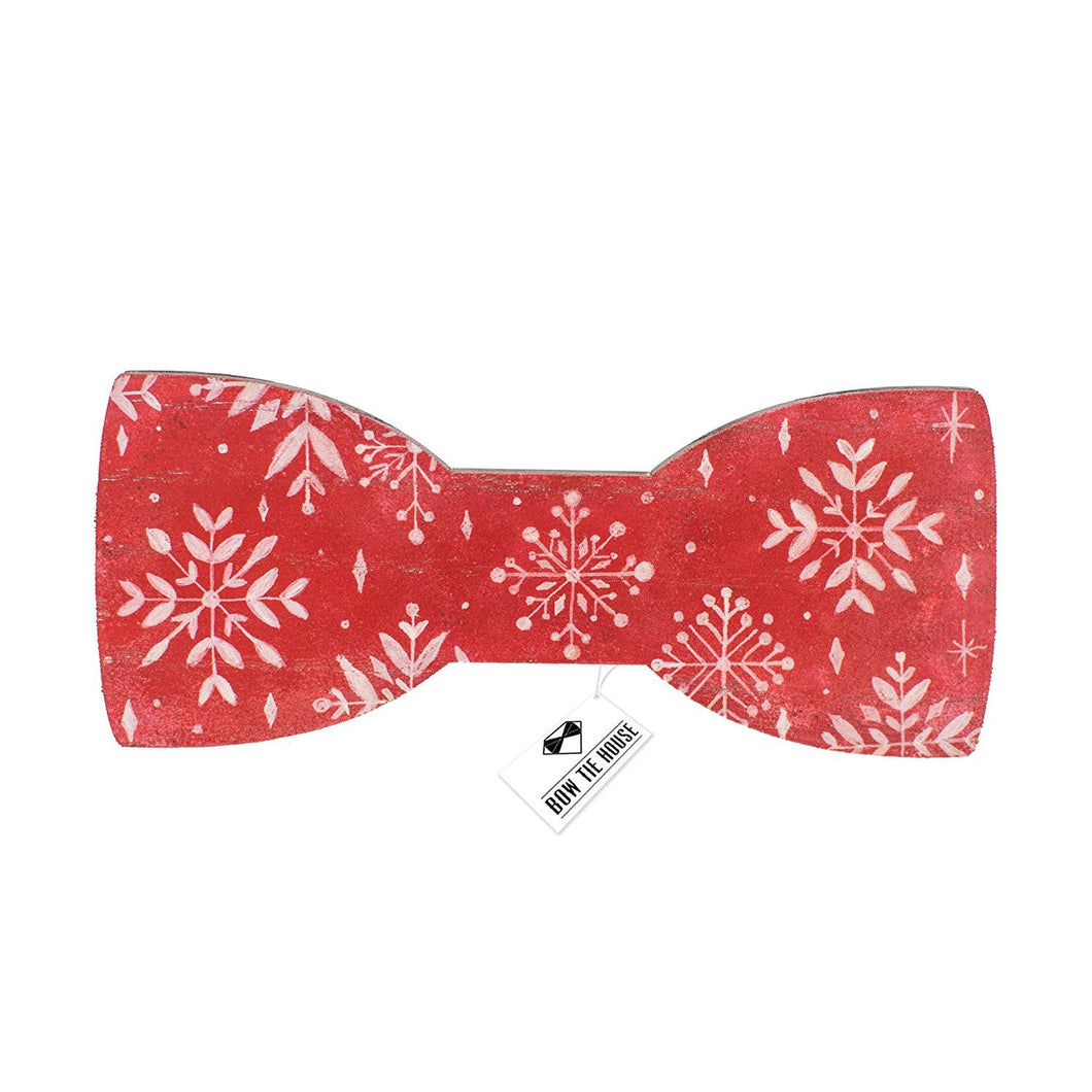Wooden Red Snowflakes Bow Tie - Bow Tie House