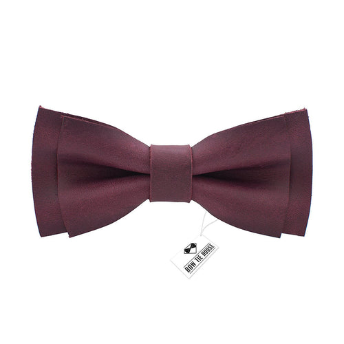 Leather Matt Wine Bow Tie - Bow Tie House