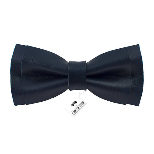 Leather Navy Blue Bow Tie - Bow Tie House