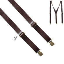 Glossy Brown Leather Suspenders - Bow Tie House