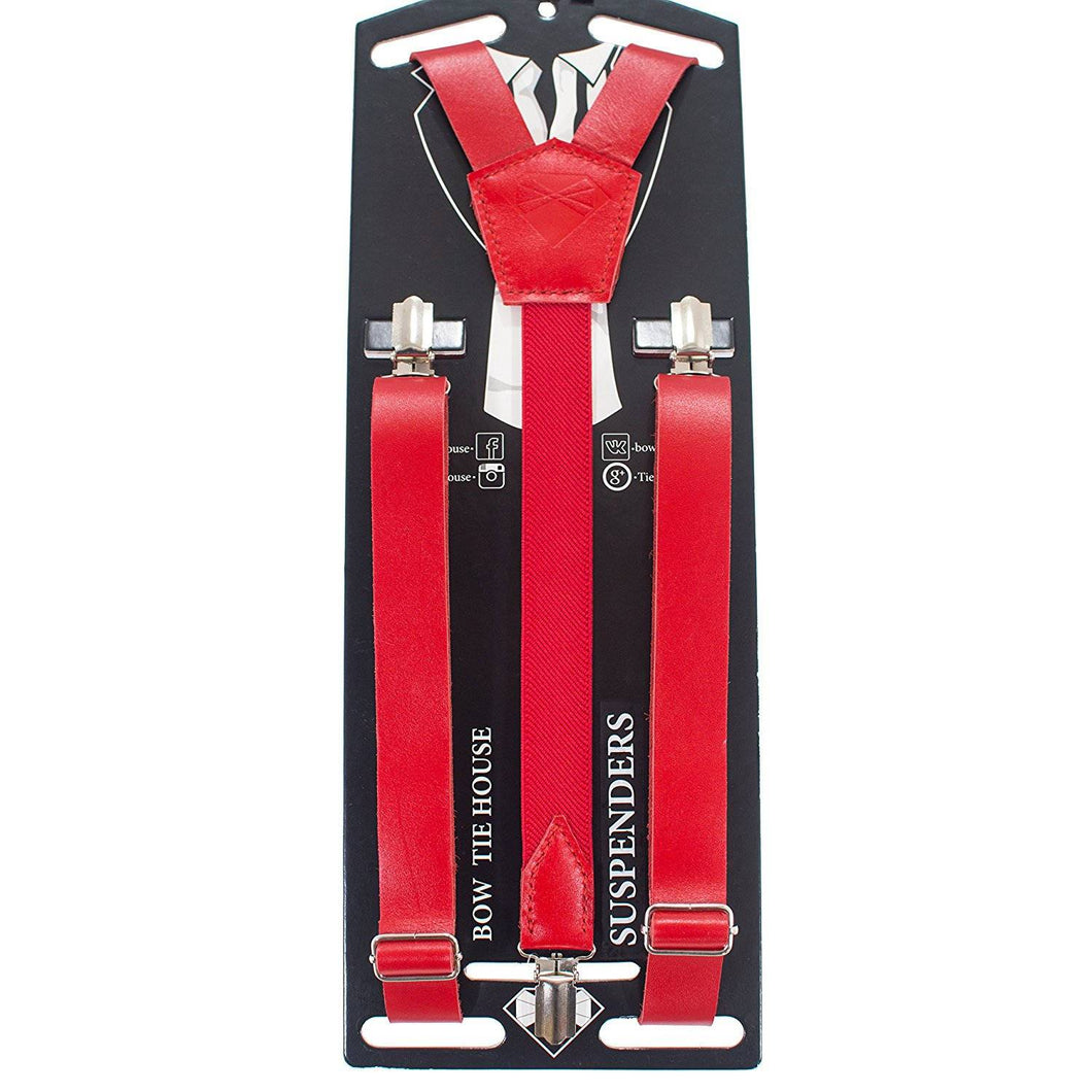 Red Leather Suspenders - Bow Tie House