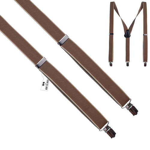 Coffee-Beige Slim Suspenders - Bow Tie House