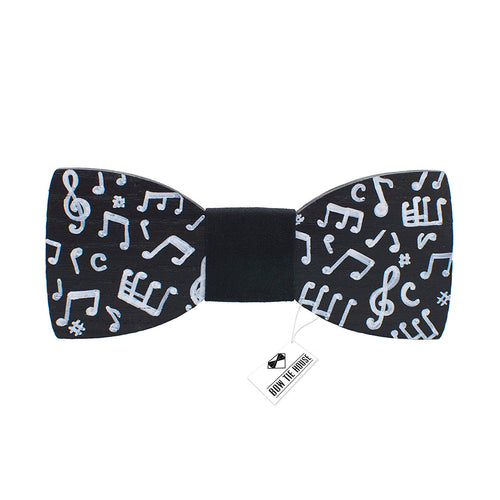 Wooden Black Musical Notes Bow Tie - Bow Tie House