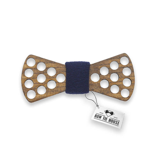Wooden Holes Blue Bow Tie - Bow Tie House