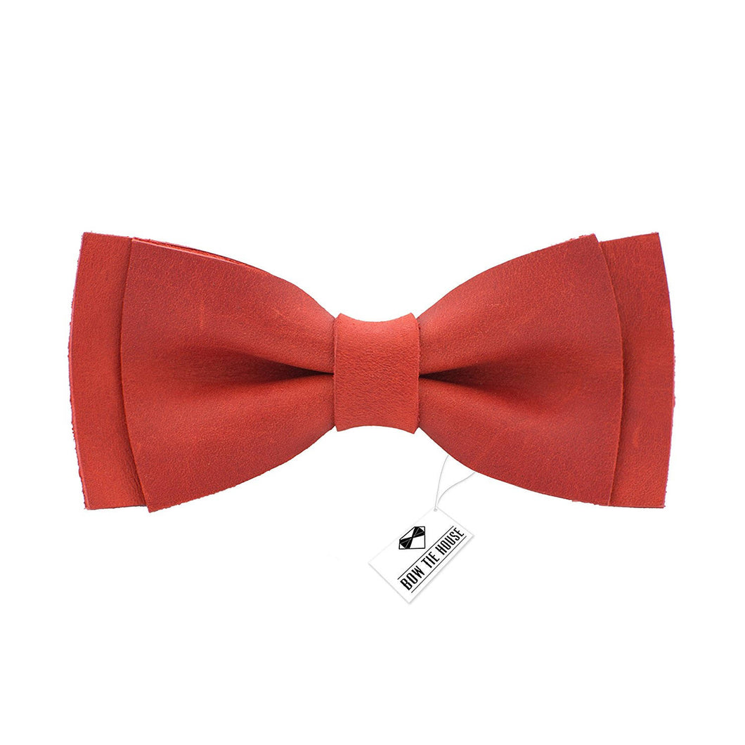 Leather Matt Red Bow Tie - Bow Tie House
