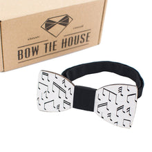 Wooden White Musical Notes Bow Tie - Bow Tie House
