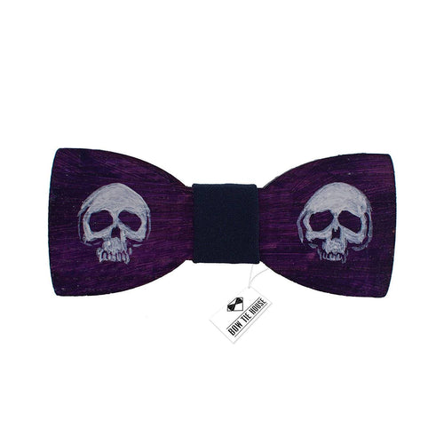 Wooden Purple Skull Bow Tie - Bow Tie House