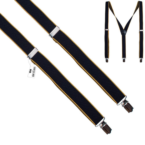 Black-Yellow Slim Suspenders - Bow Tie House