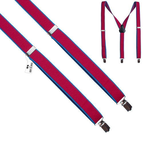 Pink-Blue Slim Suspenders - Bow Tie House