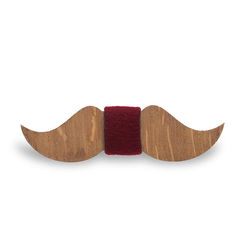 Wooden Red Moustache Bow Tie - Bow Tie House