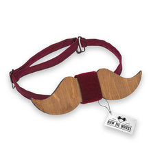Wooden Red Moustache Bow Tie - Bow Tie House