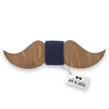 Wooden Blue Moustache Bow Tie - Bow Tie House