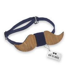 Wooden Blue Moustache Bow Tie - Bow Tie House