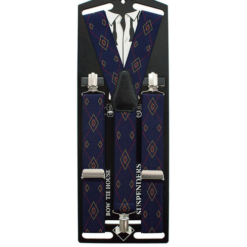 Blue Rhombus Suspenders - Bow Tie House