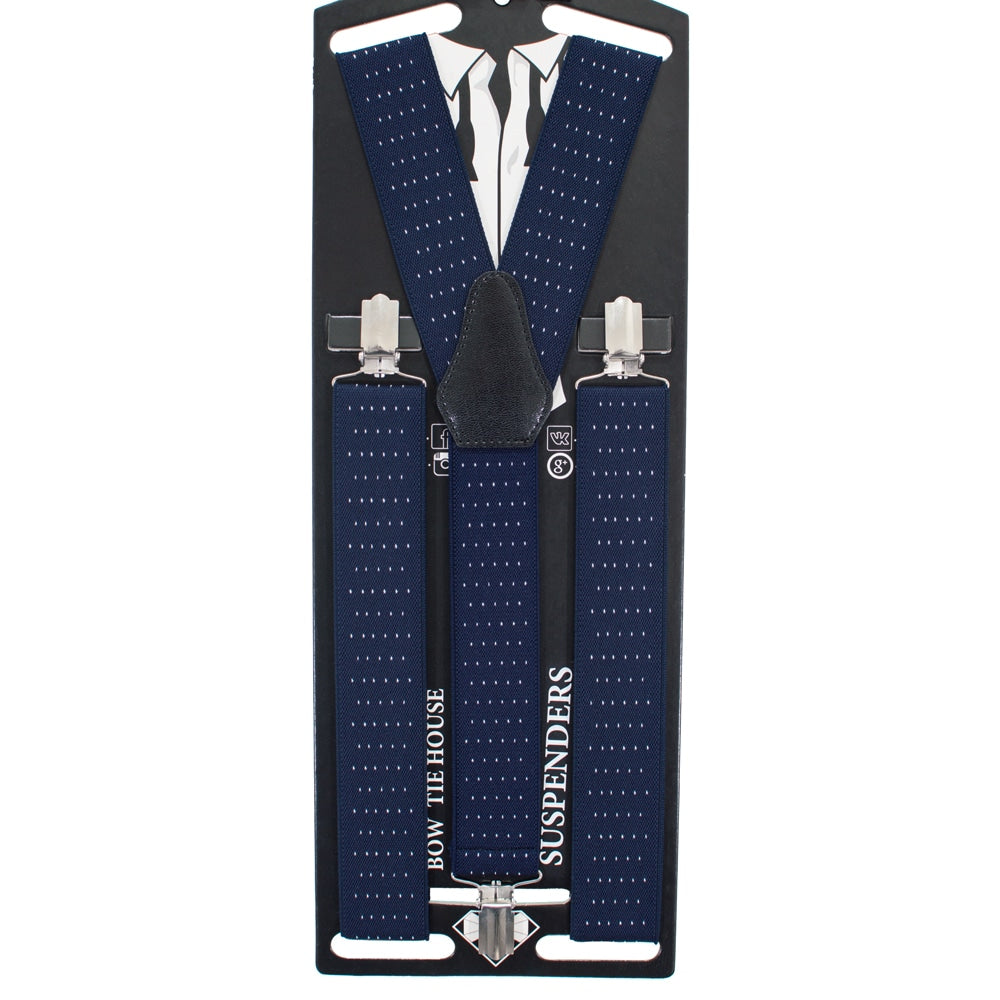 Navy Blue Dots Suspenders - Bow Tie House
